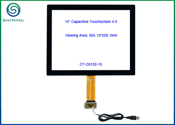 China 15 Inch USB Touch Screen Panel With Cover Glass to Sensor Glass Structure supplier