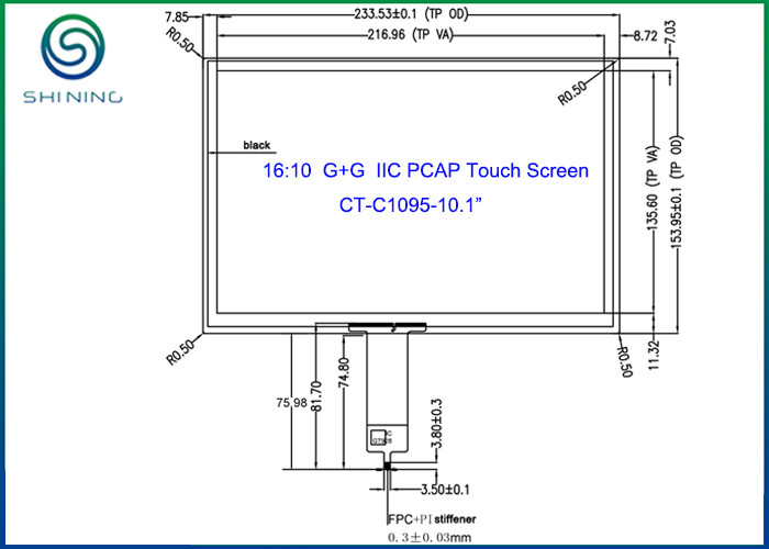 COF 16:10 Industrial Touch Screen LCD Panel GT928 Controller 10.1 Inch