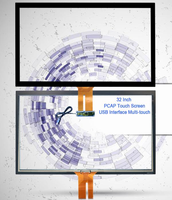 Projected Capacitive 32 Inch Touch Panel Screen PCAP With USB Controller
